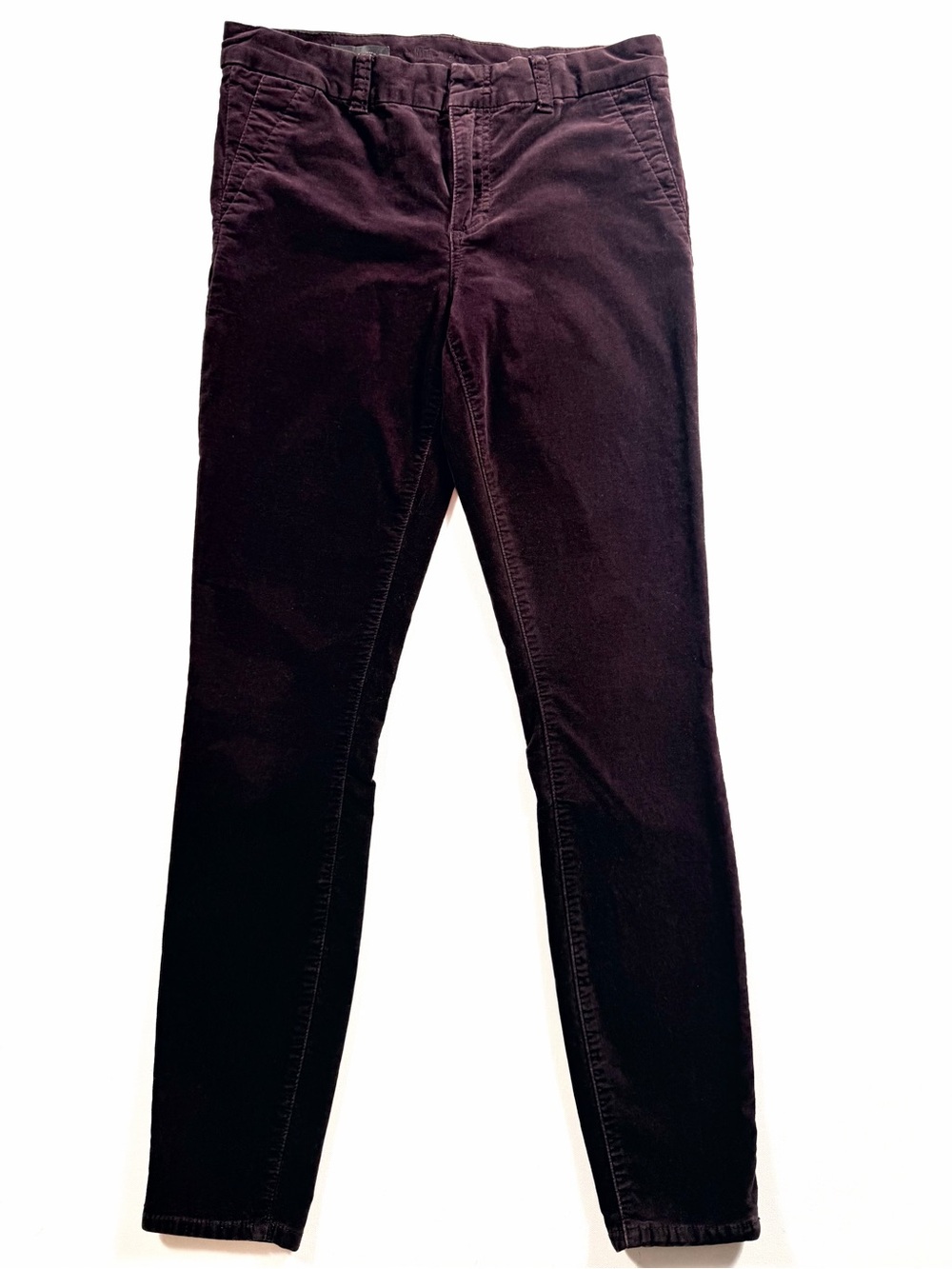 KUT From The Kloth Trouser Skinny Velvet Pants 6 Plum Burgundy Dark Academia
